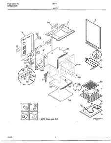 Body Diagram and Parts List for 48044  Frigidaire Range