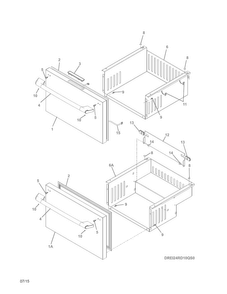 Drawers Diagram and Parts List for EI24RD10QS0  Electrolux Refrigerator