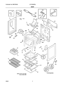 Body Diagram and Parts List for LFGF3054TDJ  Electrolux Range