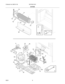 System Diagram and Parts List for MFUF2021CW1  Frigidaire Freezer