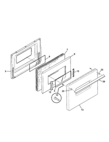 Door Diagram and Parts List for TGF605WFW6  Tappan Range