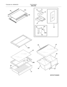 Shelves Diagram and Parts List for FGHT2046QF1  Frigidaire Refrigerator