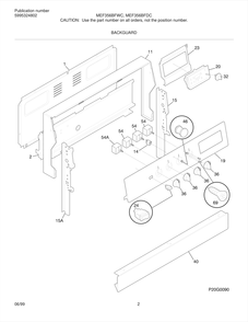 Backguard Diagram and Parts List for MEF356BFDC  Frigidaire Range