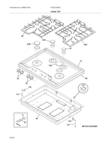 Maintop Diagram and Parts List for FGGC3045QWB  Frigidaire Cooktop