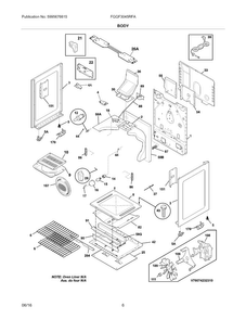 Body Diagram and Parts List for FGGF3045RFA  Frigidaire Range