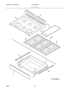 Top/Drawer Diagram and Parts List for PCFG3080AFB  Frigidaire Range