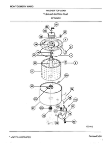 Tub And Washer Button Trap Diagram and Parts List for 6287C  Frigidaire Washer
