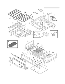 Top/drawer Diagram and Parts List for EW30GS65GWA  Electrolux Range