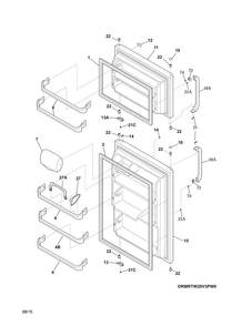 Doors Diagram and Parts List for MRTW20V3PW2  Uni Refrigerator