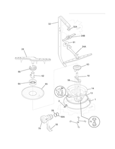 Motor & Pump Diagram and Parts List for DGBD2432KB1A  Frigidaire Dishwasher