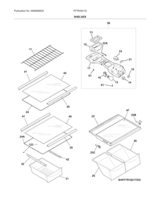 Shelves Diagram and Parts List for FFTR2021QSBA  Frigidaire Refrigerator