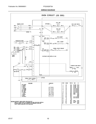 Wiring Diagram Diagram and Parts List for FFES3026TSA  Frigidaire Range