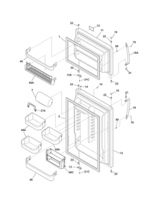 Doors Diagram and Parts List for FGHT1848PF0  Frigidaire Refrigerator