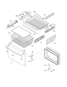Freezer Drawer, Baskets Diagram and Parts List for FPHB2899LFD  Frigidaire Refrigerator