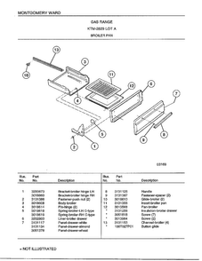 Gas Range/ Broiler Pan Diagram and Parts List for 2829A  Frigidaire Range