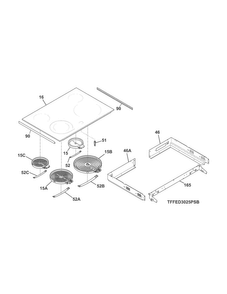 Main Top Diagram and Parts List for FFED3025PSB  Frigidaire Range