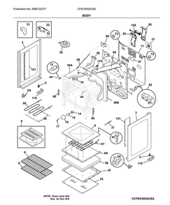 Body Diagram and Parts List for CFEH3054USD  Frigidaire Range