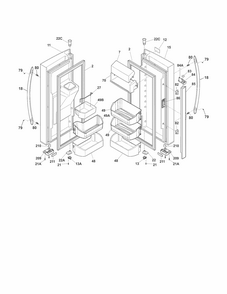 Fresh Food Doors Diagram and Parts List for FGUB2642LE9  Frigidaire Refrigerator