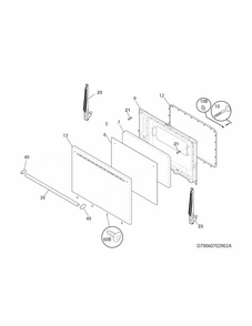 Door Diagram and Parts List for 7909082040B  Kenmore Range