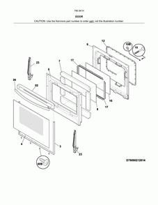 Door Diagram and Parts List for 79094149312  Kenmore Range
