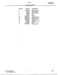Air Handling Parts Page 2 Diagram and Parts List for 5180004  Frigidaire Air Conditioner