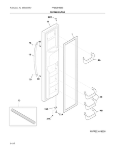 Freezer Door Diagram and Parts List for FFSS2618SS0  Frigidaire Refrigerator