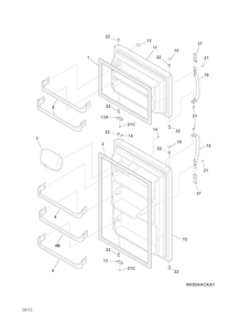 Doors Diagram and Parts List for FTMD18P4KWA  Frigidaire Refrigerator