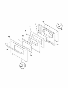 Door Diagram and Parts List for 79073032310  Kenmore Range