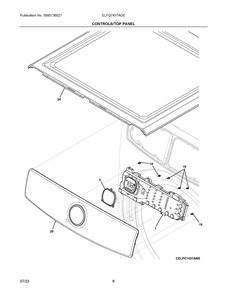 Controls/Top Panel Diagram and Parts List for ELFG7437AG0  Frigidaire Dryer