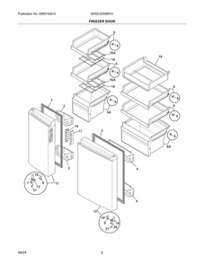 Freezer Door Diagram and Parts List for GRQC2255BF01  Frigidaire Refrigerator