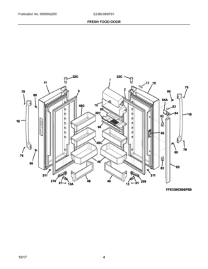03 - FRESH FOOD DOOR Diagram and Parts List for E23BC69SPS1  Frigidaire Refrigerator
