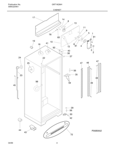 Cabinet Diagram and Parts List for GRT18QNHD0  Frigidaire Refrigerator