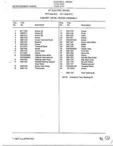 Cabinet, Drum, Heater Assembly Page 2 Diagram and Parts List for 7308-87C  Frigidaire Dryer