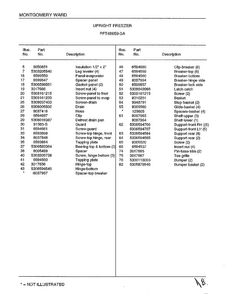 Upright Freezer Page 4 Diagram and Parts List for 46659A  Frigidaire Freezer