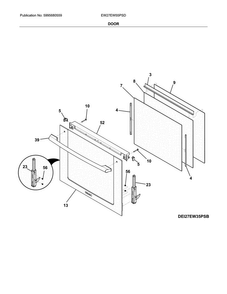 Door Diagram and Parts List for EW27EW55PSD  Electrolux Wall Oven