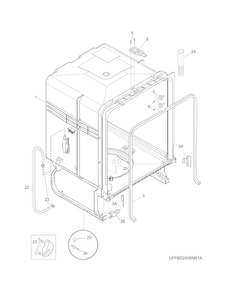 Tub Diagram and Parts List for FFBD2411NW2A  Frigidaire Dishwasher