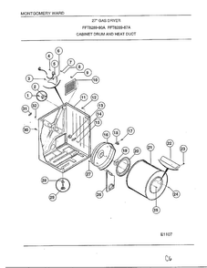 Cabinet Drum/heat Duct Diagram and Parts List for 8289-80A  Frigidaire Dryer