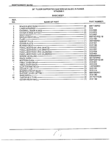 30" Floor Gas/body Page 2 Diagram and Parts List for 2509A  Frigidaire Range