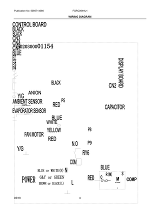 Wiring Diagram Diagram and Parts List for FGRC0644U100  Frigidaire Air Conditioner