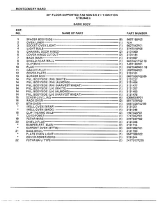 30` Floor Basic Body Page 2 Diagram and Parts List for 3448A  Frigidaire Range