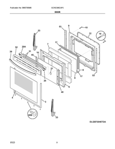 Door Diagram and Parts List for GCRE306CAFK  Electrolux Range