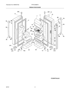 Fresh Food Doors Diagram and Parts List for FPHF2399MF3  Frigidaire Refrigerator