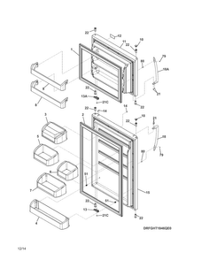 Doors Diagram and Parts List for LGHT2046QF0  Frigidaire Refrigerator