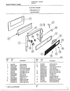 Backguard Page 2 Diagram and Parts List for 4823A  Frigidaire Range
