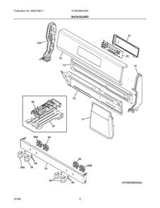 Backguard Diagram and Parts List for FCRE308CADA  Frigidaire Range