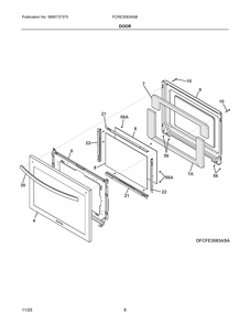Door Diagram and Parts List for FCRE3083ASB  Frigidaire Range
