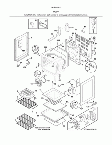 Body Diagram and Parts List for 79095103412  Kenmore Range