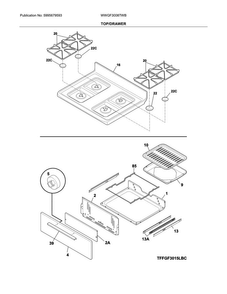 Top/drawer Diagram and Parts List for WWGF3008TWB  Westinghouse Range