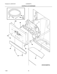 Controls And Ice Dispenser Diagram and Parts List for LGHB2869TF9  Frigidaire Refrigerator