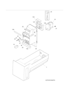 Ice Container Diagram and Parts List for 25370443210  Kenmore Refrigerator